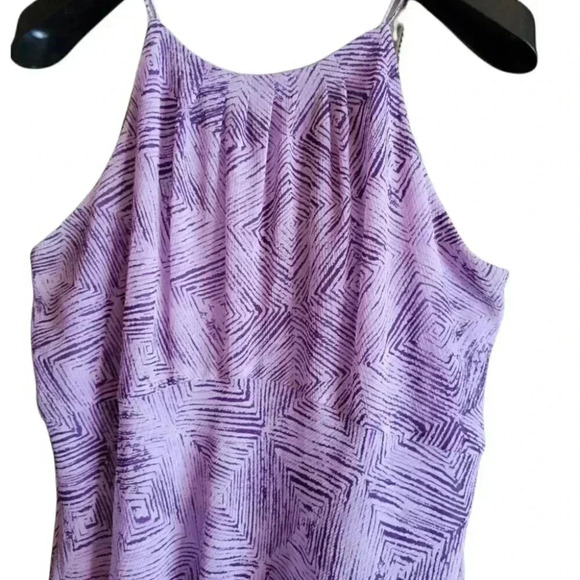 Evan Picone Vintage Boho Halter Dress Irregular Hem Mauve & Cranberry Flowy size - Picture 3 of 11